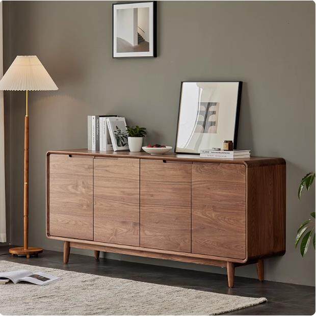 北欧黑胡桃木全实木餐边柜现代简约客厅玄关储物柜樱桃木卧室家具