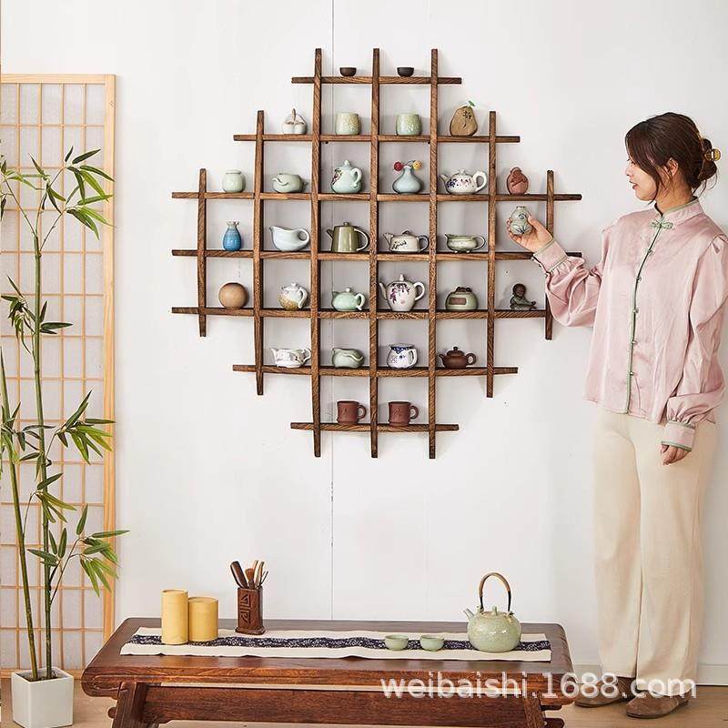 博古架实木中式挂墙茶杯架仿古多宝阁壁挂式置物架茶具摆架展,3C数码配件,USB灯,淘宝优惠券,粉丝福利购,淘宝优惠卷