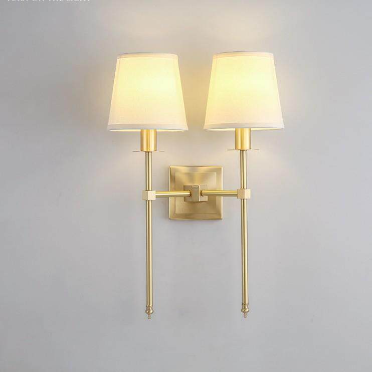 客厅化妆台镜前灯简约美式卧室床头楼梯走廊过道全铜轻奢布罩壁灯