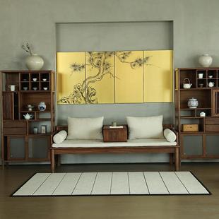 北美黑胡桃木罗汉床实木中式禅意双人床现代简约家用客厅实木家具
