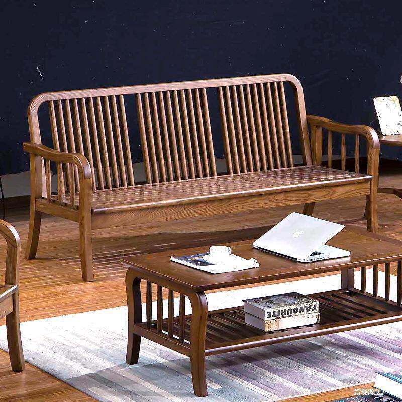 实木沙发冬夏二用小客厅白坯三座位薄垫广东佛山家具顺德龙江乐从