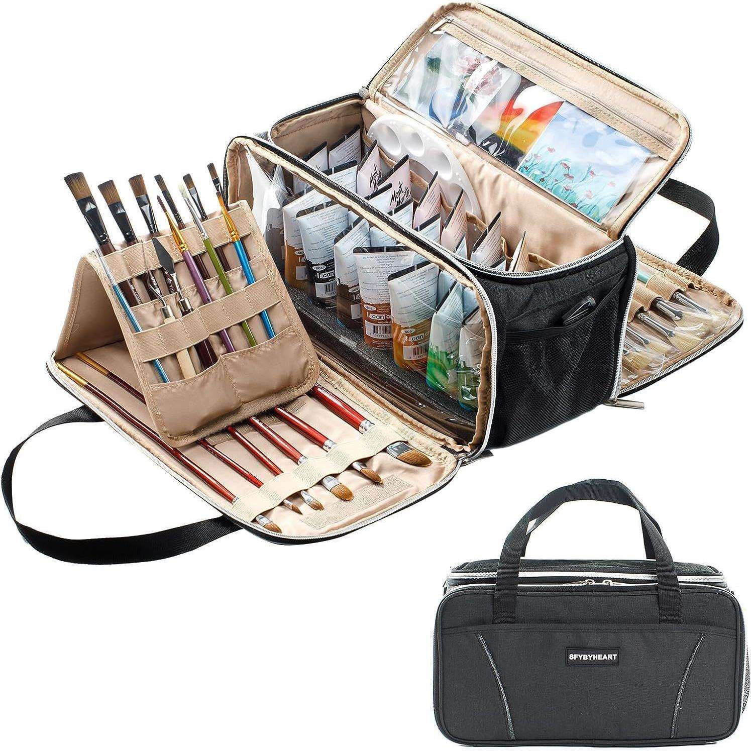 亚马逊画笔整理器和支架艺术用品收纳盒调色板艺术袋油漆收纳架