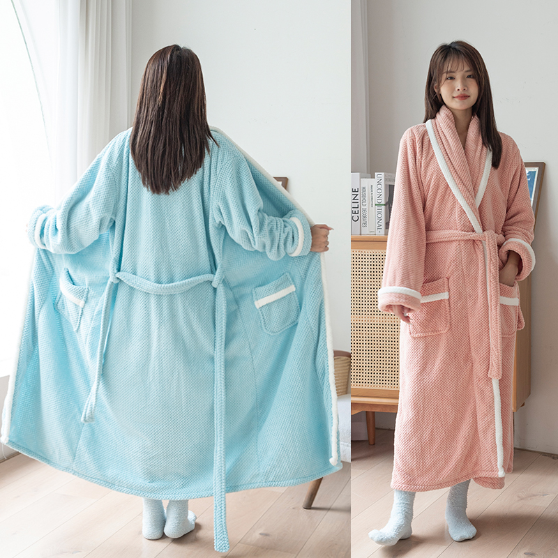 浴袍女吸水速干浴衣秋冬珊瑚绒毛巾加厚长款男情侣酒店大浴巾睡袍
