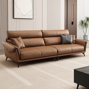 轻奢现代洽谈三人位 办公室接待真皮沙发商务会客区休闲直排意式