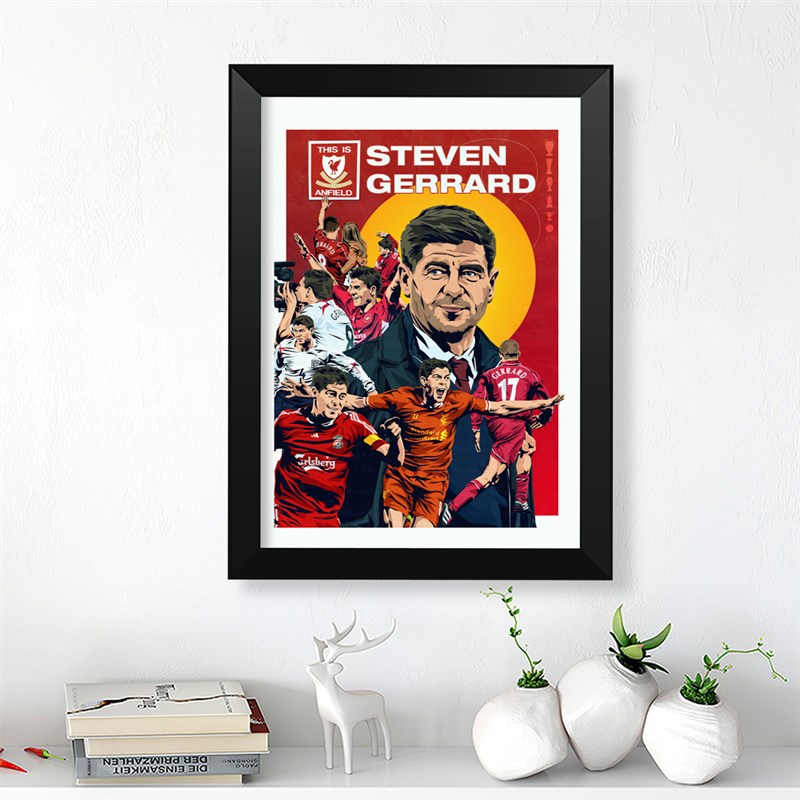 利物浦杰拉德插画相框照片墙酒吧装饰壁画摆台海报足球迷桌摆挂件