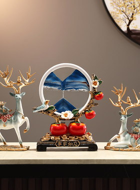 招财鹿事事如意摆件流沙画客厅电视柜玄关酒柜软装沙漏摆设装饰品