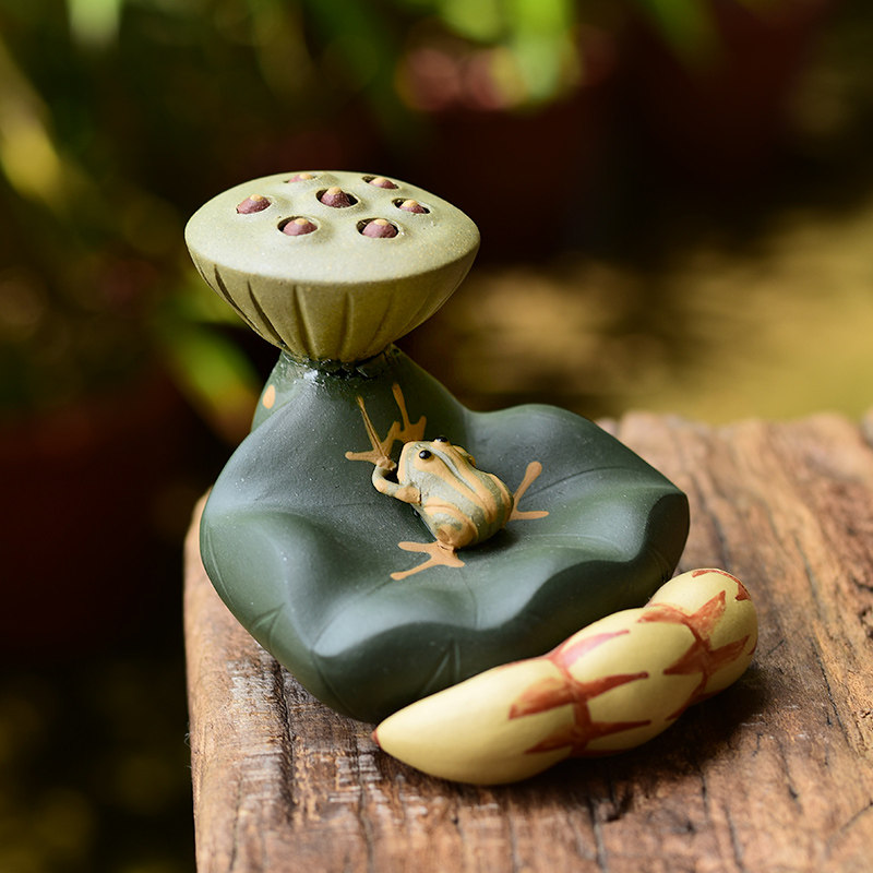 茶宠摆件紫砂功夫茶具配件荷叶青蛙茶玩茶台盖置茶夹养壶笔置放,餐饮具,茶宠摆件,淘宝优惠券,粉丝福利购,淘宝优惠卷