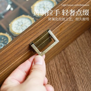 胡桃木纹皮软枕手表收纳盒家用手表放置盒腕表收藏箱手表箱展示盒