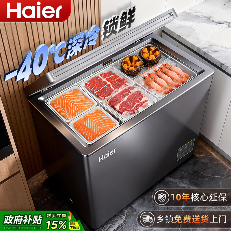 【新品】海尔冰柜家用冷冻小型100/200升一级变频冰箱冷藏低温柜