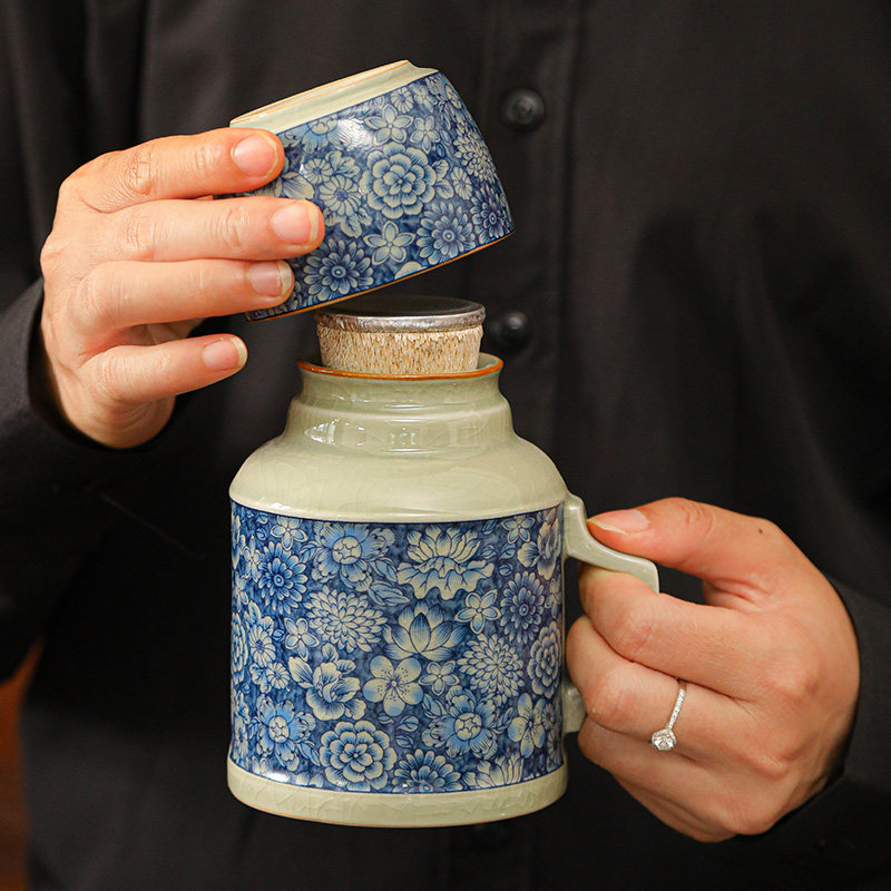 汝窑旅行茶具功夫茶具茶壶快客杯一壶一杯带便携包陶瓷泡茶杯家用