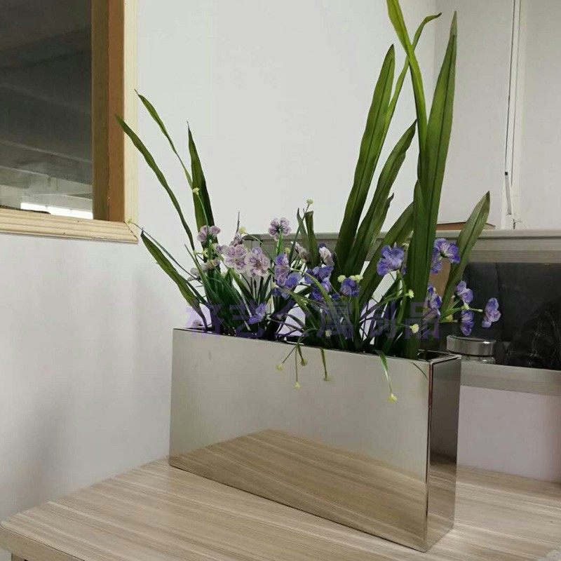 不锈钢电镀花瓶 干花花盆 铁艺花箱绿植小花瓶 金属