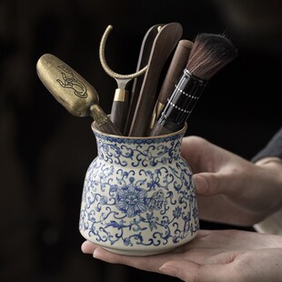 汝窑缠枝莲六君子套装家用功夫茶具配件茶夹茶勺茶针整套泡茶工具