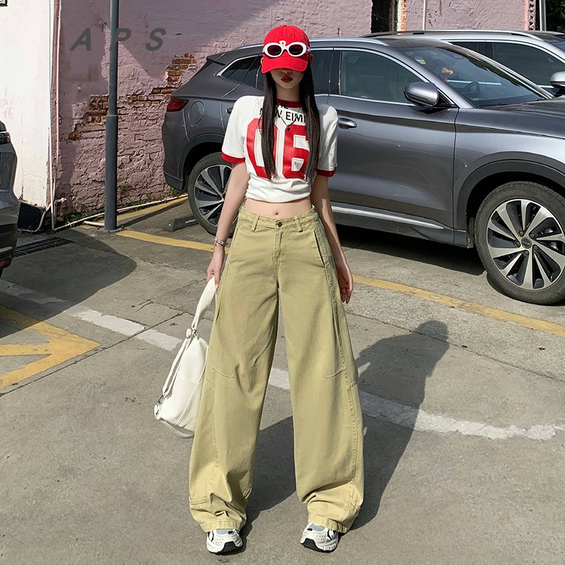 双色多结构宽松阔腿弯刀裤拖地裤