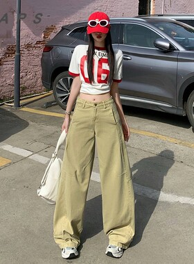 【老板痛哭】APS秋冬新款双色多结构宽松阔腿弯刀裤拖地牛仔裤