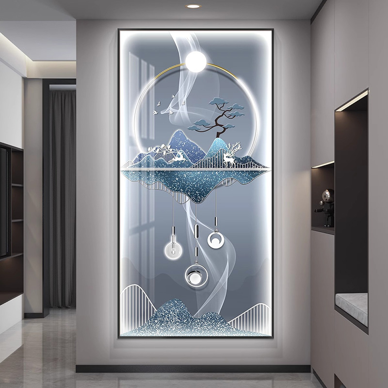 壁灯走廊玄关高端装饰画灯光画楼梯过道壁画进门正对墙LED灯挂画