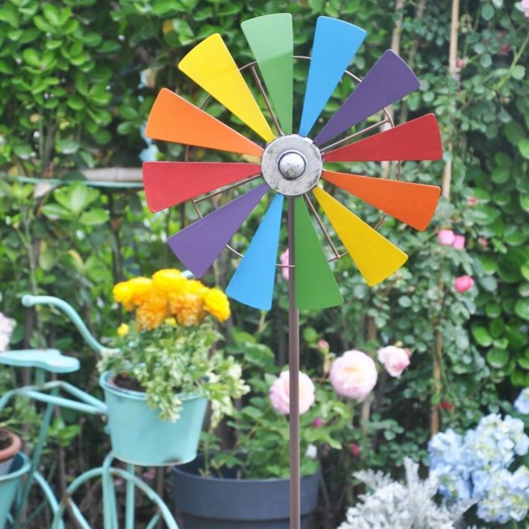花架户外乡村植物旋转风车铁艺摆件花园创意美式庭院爬藤架装饰