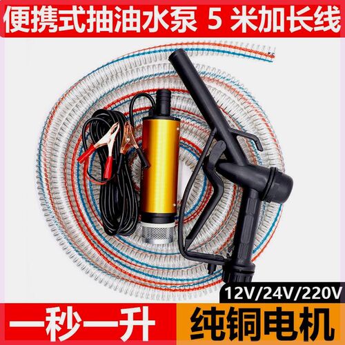 抽油泵柴油12V24V通用220v电动抽水泵抽油神器加油枪小型抽油机器