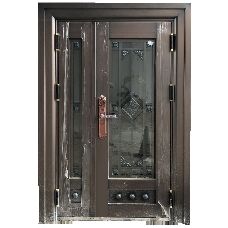 甲级家用锌合金烤漆大门仿铜别墅大门钢制进户门防盗入户门