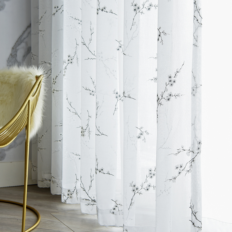 清新田园风碎花窗帘窗纱成品高档卧室阳台客厅飘窗烂花纱帘小梅花