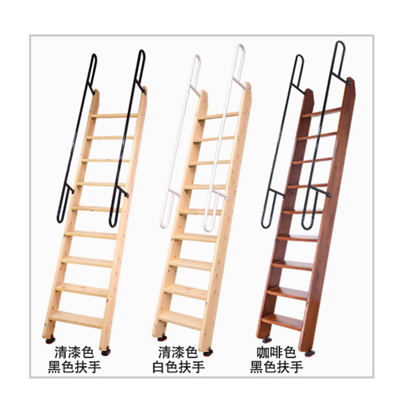 实木家用阁楼楼梯上下床梯铁艺扶手梯室内复式楼梯实木楼梯踏步板