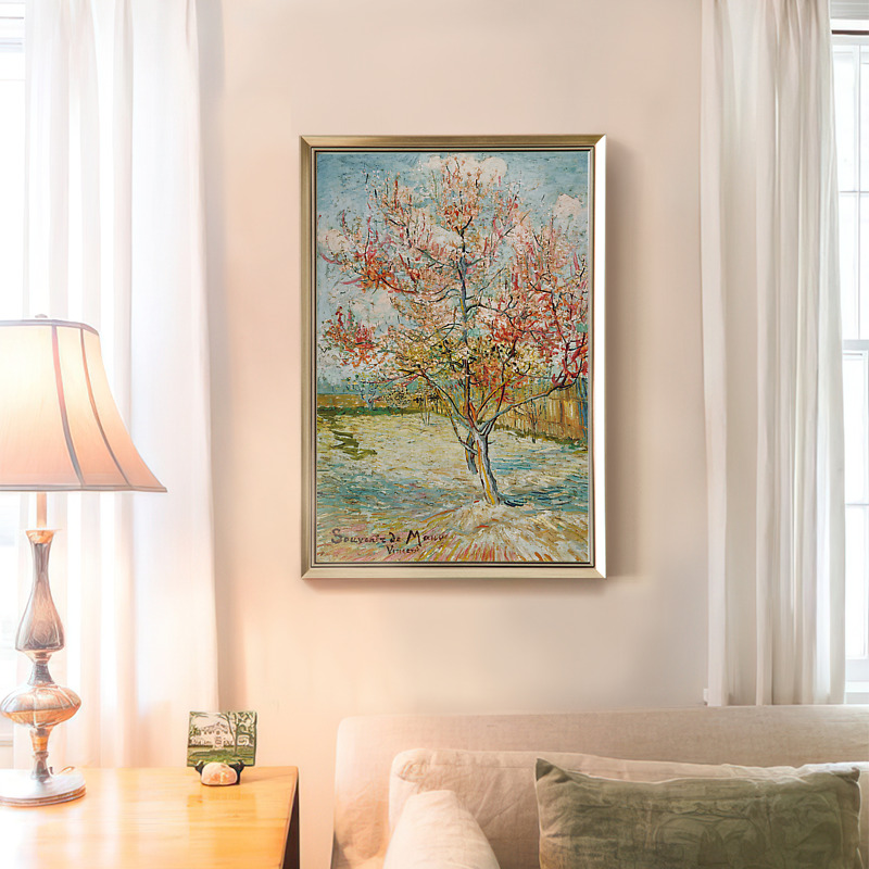 上品印画 梵高桃花树 欧式沙发背景墙客厅花卉挂画装饰画墙壁画框