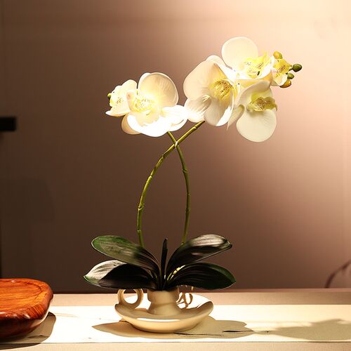 级仿生餐桌紫色蝴蝶兰仿真新博古架茶桌饰品