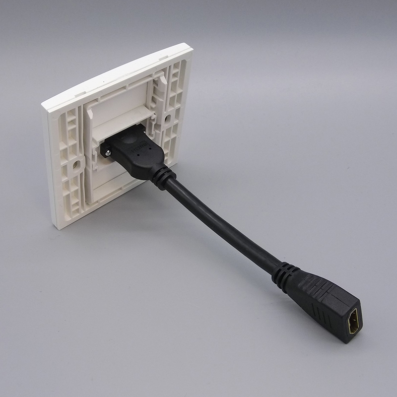 带线8型一位HDMI高清插座面板带线 版直插式多媒体影音墙插