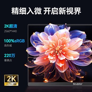 雕塑家238寸2K大屏便携屏显示器电脑笔记本外接扩展屏副屏移动屏