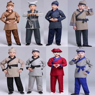 古代酒保平民百姓下人杂役女童仆人店小二表演衣服男儿童演出服装
