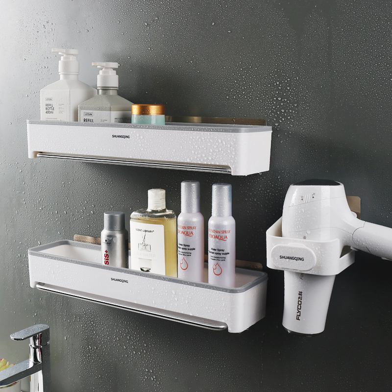 卫生间吹风机置物架套装浴室壁挂免打孔洗漱台收纳架厕所墙上架子