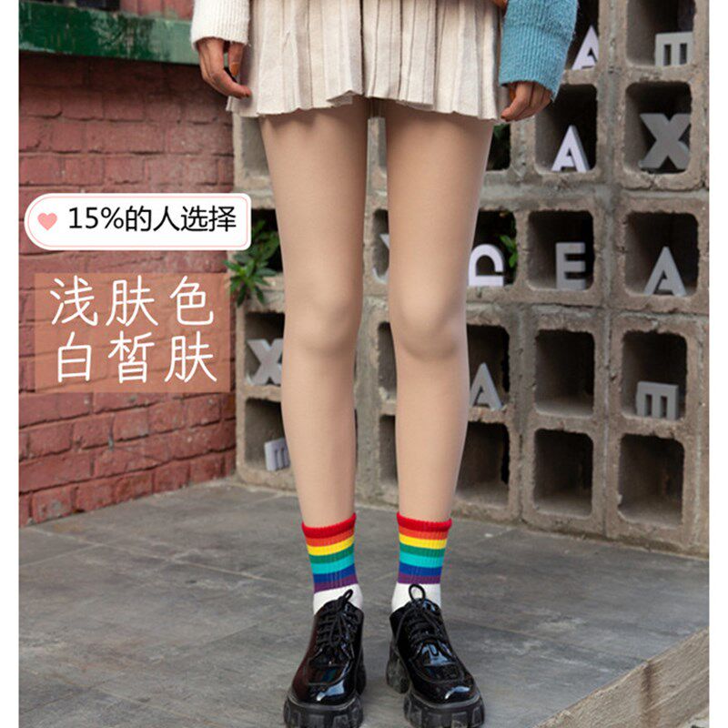 光腿肉色神器秋冬季加绒假透肉打底裤加厚防勾丝连裤袜连脚丝袜女