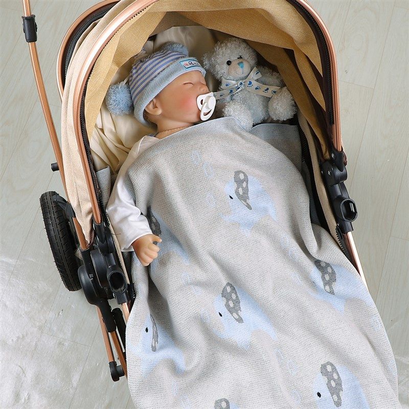 纯棉卡通大象针织毛线毯100*80CM新生婴儿推车毯宝宝四季抱被薄,婴童用品,婴童毛毯/盖毯,淘宝优惠券,粉丝福利购,淘宝优惠卷