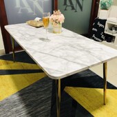 轻奢茶几长桌金色脚客厅简约方形仿大理石小户型小桌子沙发边桌子