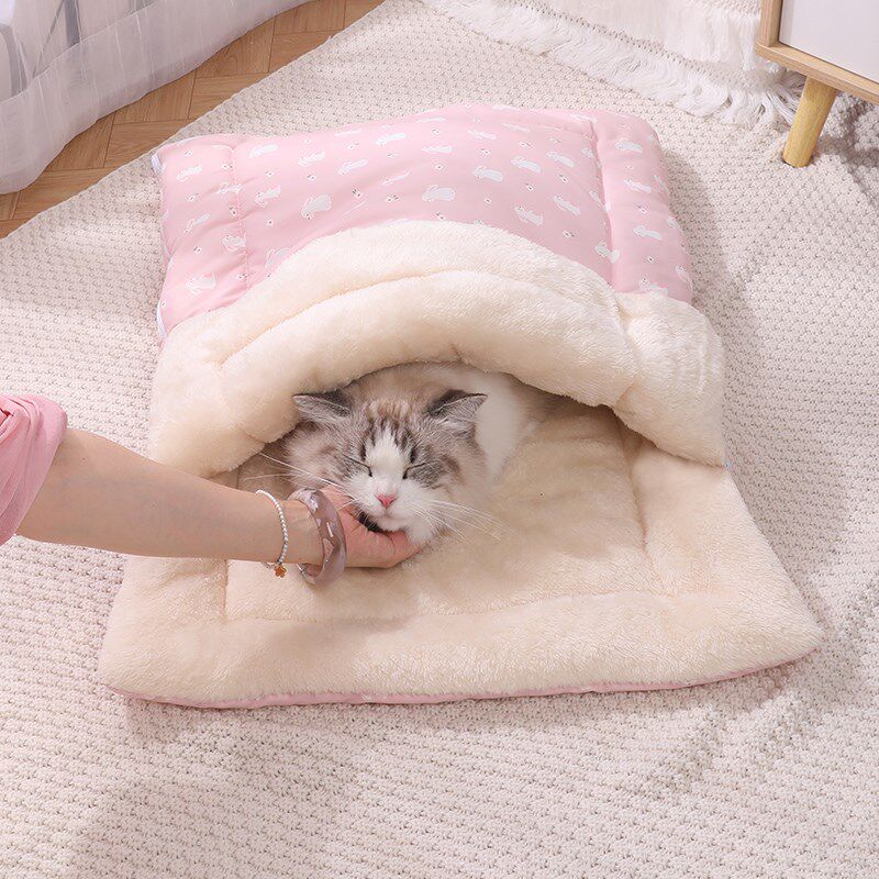 冬天保暖猫睡袋可拆洗半封闭猫窝被窝宠物垫子大号四季多用宠物垫
