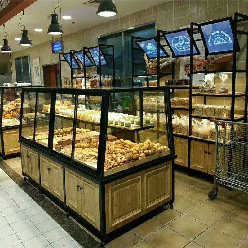 面包柜展示柜铁艺高边柜中岛陈列台糕点柜玻璃展柜蛋糕