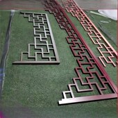 铝合金仿古新中式 挂落门楣倒挂楣子玄关隔断屋檐过道垭口角花吊楣