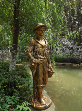 欧式玻璃钢人物雕塑艺术品客厅户外落地摆设可定制作西部牛仔水果