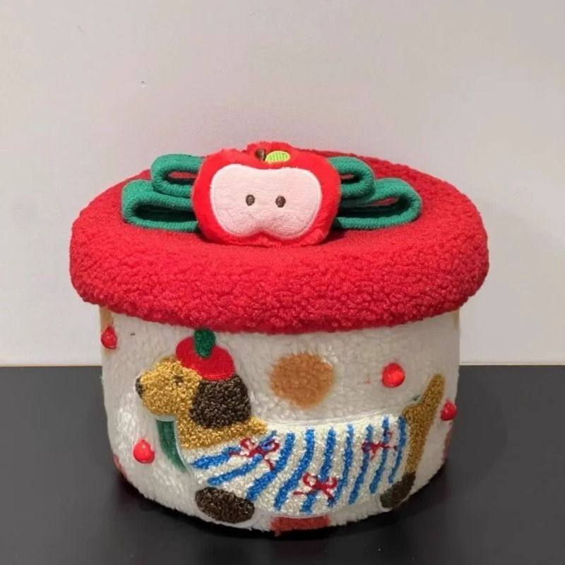 腊肠小狗毛绒收纳筐客厅零食玩具整理小朋友圣诞节礼物收纳盒带盖