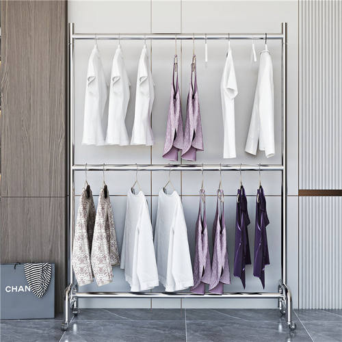 服装店货架挂衣架展示架可移动晾衣架家用阳台衣服架高档女装店架