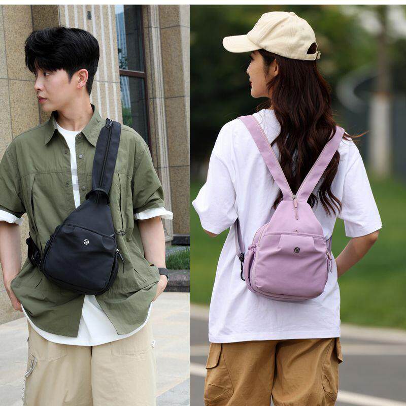 女士休闲背包男女同款双肩包校园风胸包耐用防水面料斜挎包手提包