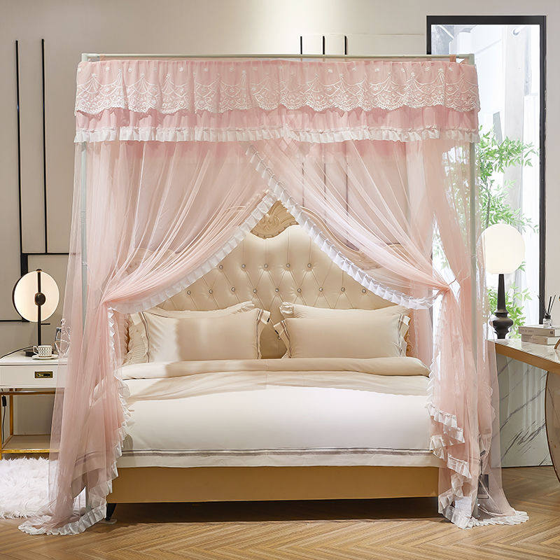 三开门落地式蚊帐家用卧室2024新款宫廷帐纱支架加粗加厚纹账防蚊