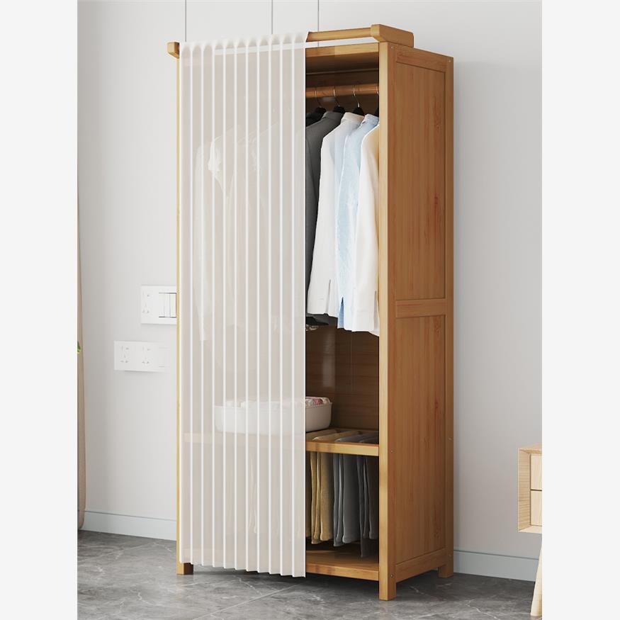衣柜卧室家用简易组装出租房经济型布艺结实耐用楠竹柜子竹挂衣橱