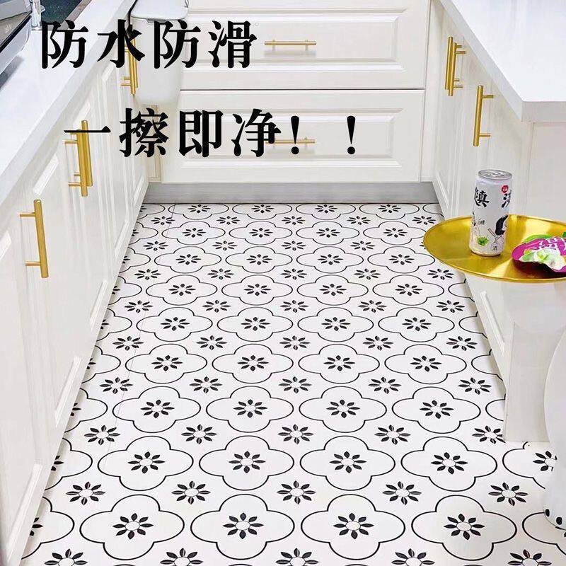 厨房地垫可擦洗PVC皮革地毯防水防油防滑大面积满铺免洗地垫脚垫