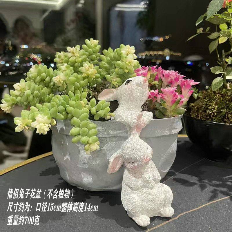 新款可爱的猫咪花盆多肉植物小盆栽 阳台庭院小装饰小猫花瓶摆件