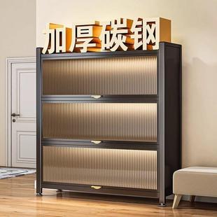 加粗加厚钢制鞋柜家用入户门口可移动鞋架带轮收纳柜防霉防潮碳钢