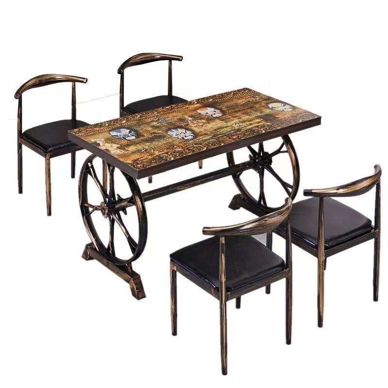 铁艺复古主题西餐厅休闲咖啡奶茶店小吃烧烤店工业风快餐桌椅组合