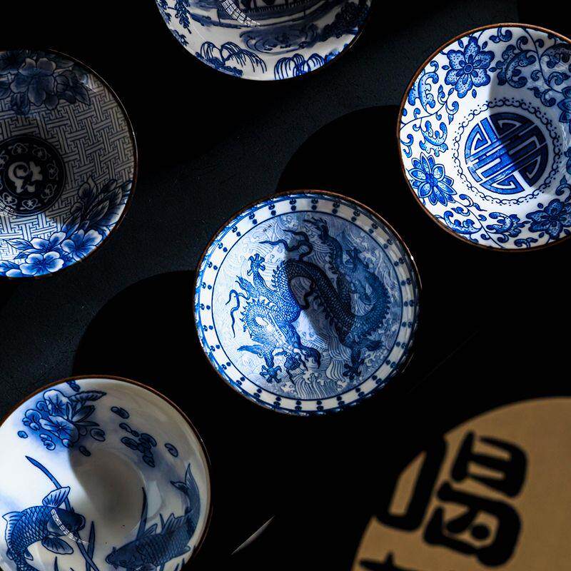 复古青花瓷茶杯陶瓷品茗杯