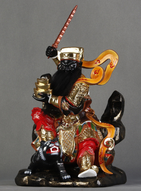 赵公明武财神神像骑虎黑脸财神爷家用客厅镇宅保平安供奉招财摆件
