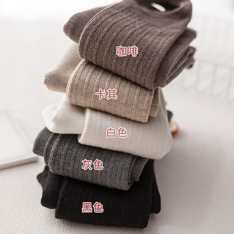 秋冬女童加厚加绒连裤袜白色舞蹈针织毛线中大童麻花打底裤袜踩脚