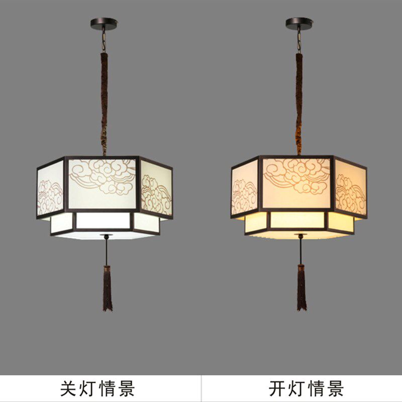 新中式创意仿古铁艺灯布艺祥云灯吊灯 简约餐厅客厅茶室禅意灯具